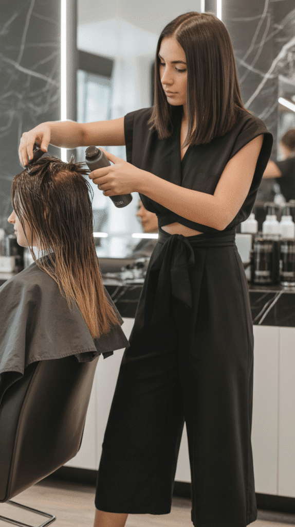 34 Breezy Summer Hairstylist Outfits for Work 28 Wide-Leg Cropped Jumpsuit with Cap Sleeves