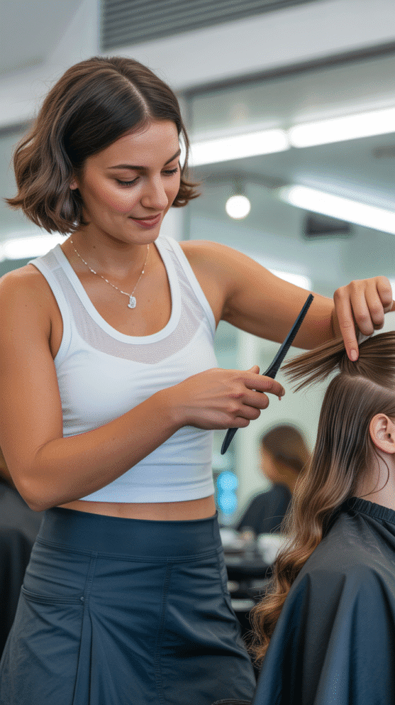 34 Breezy Summer Hairstylist Outfits for Work 18 Athletic Skort with Moisture-Wicking Tank