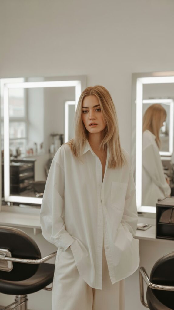 33 Fresh Hairstylist Outfits for Work in Spring 28 Minimalist All-White Look