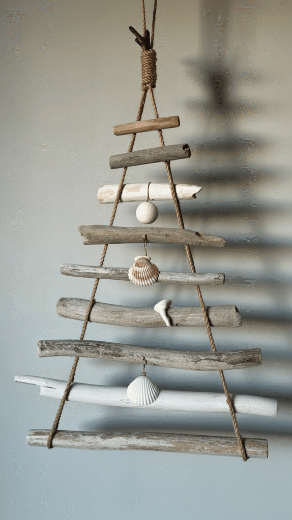 Top 33+ DIY Wooden Christmas Trees Anyone Can Make 32 Driftwood and Rope Wall Hanging Tree