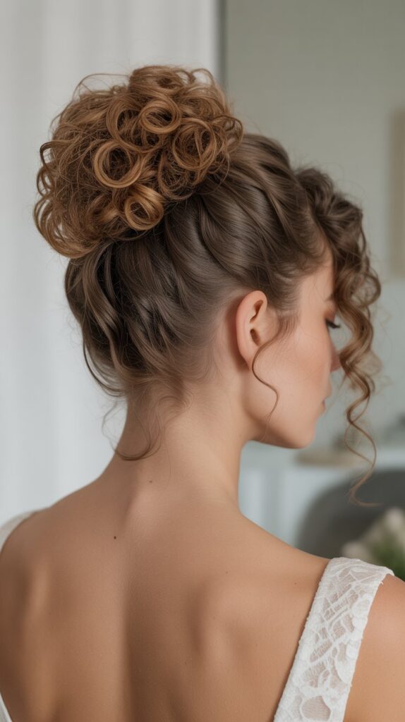 High Bun with Curly Wrap