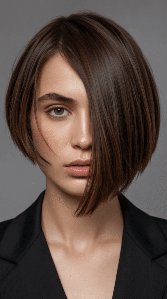 Top 27+ Slimming Hairstyles For Round Faces to Boost Confidence 5 Asymmetrical Bob with Angled Front
