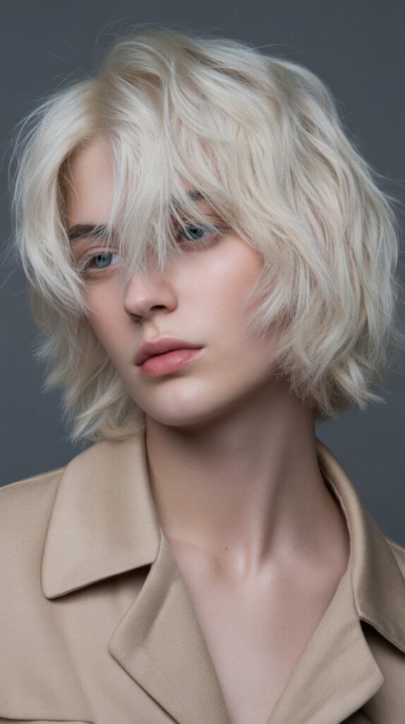 Choppy Bob with Platinum Blonde