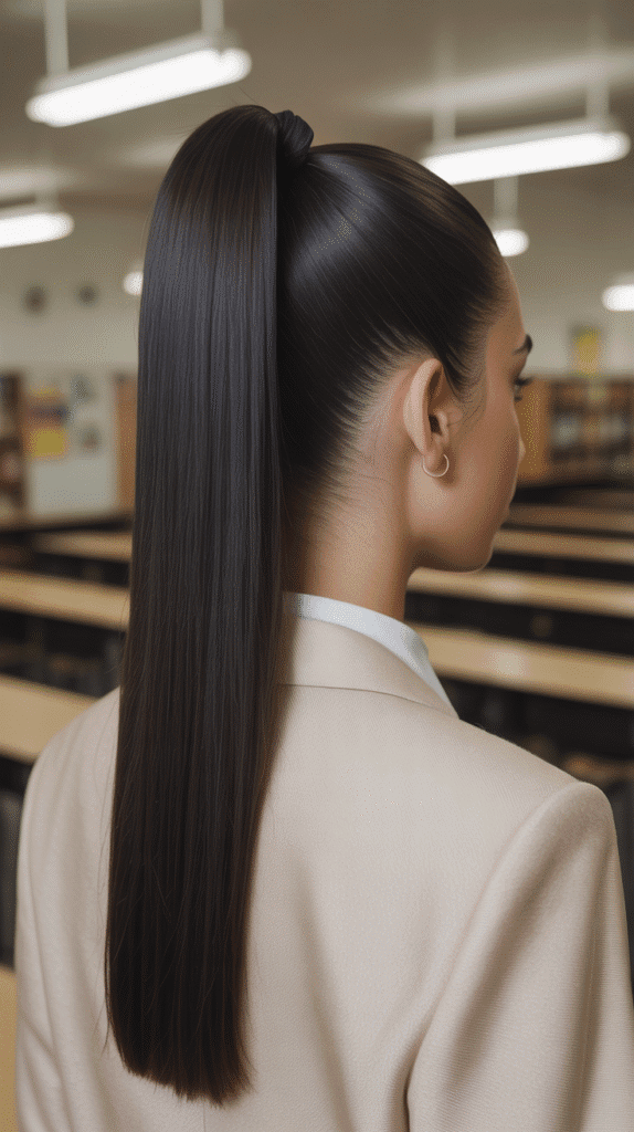 27 Cute Winter Hairstyles for School 6 Sleek High Ponytail