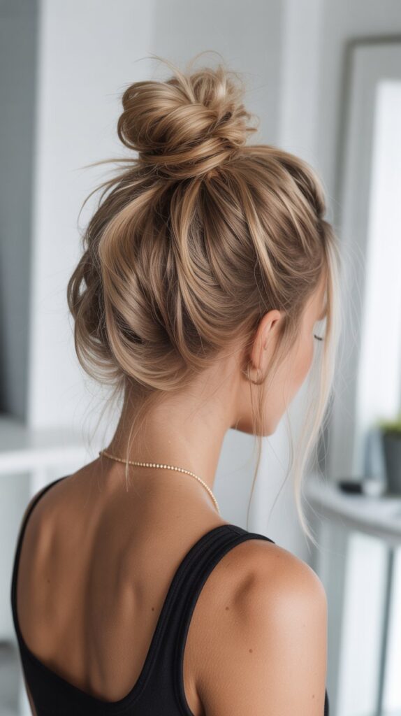 30 Easy and Quick Greasy Hair Hairstyles 4 Top Knot with Volume