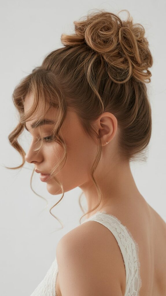 Top Knot with Curly Tendrils