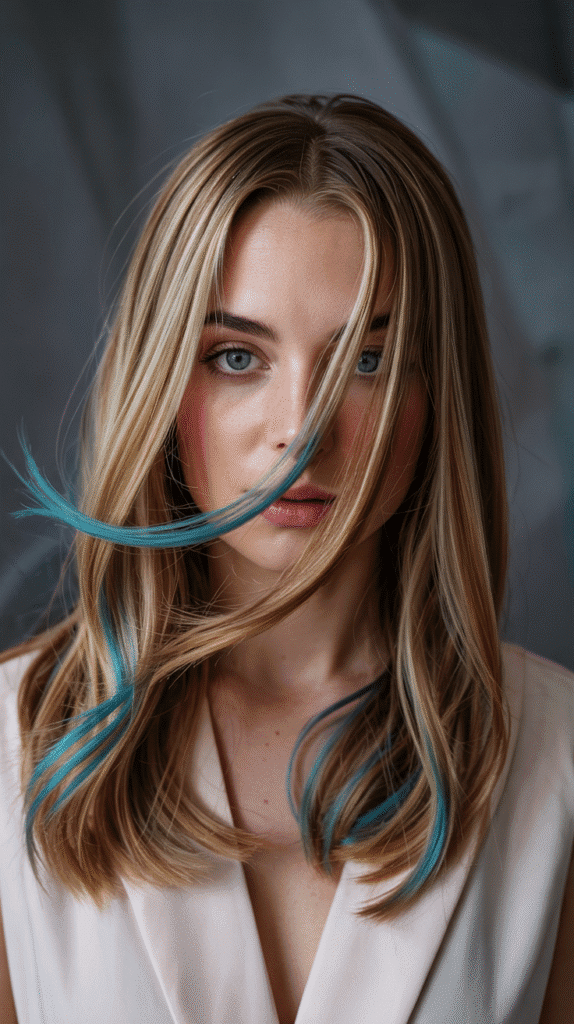 Honey Blonde Base with Turquoise Peekaboo Layers