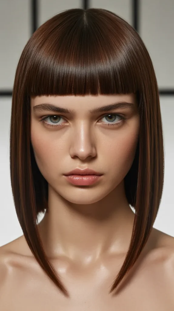 Geometric Long Bob with Precision Bangs