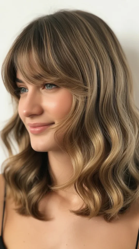 Long Bob with Curtain Bangs and Beach Waves