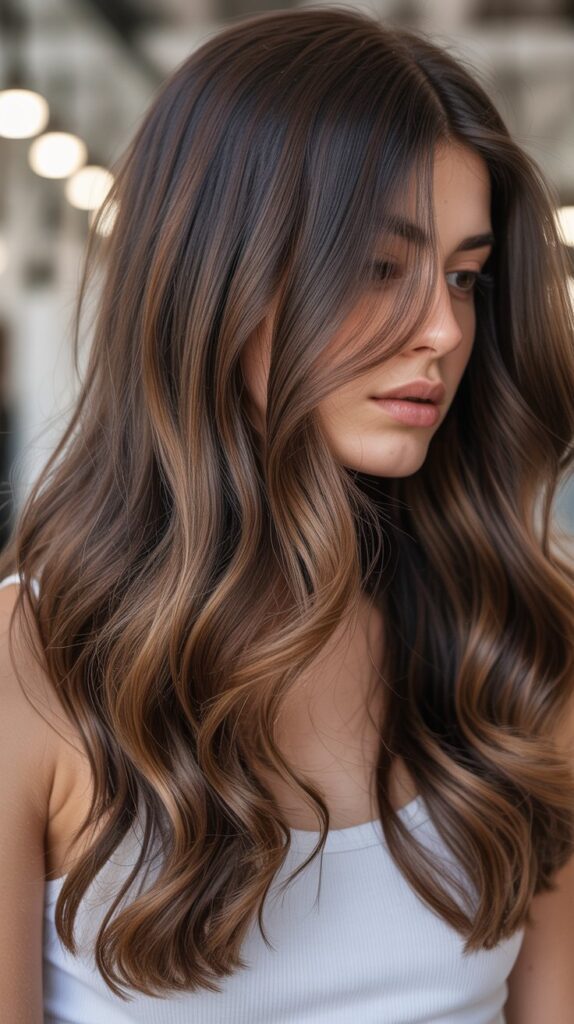 17. Chocolate Balayage with Lowlights