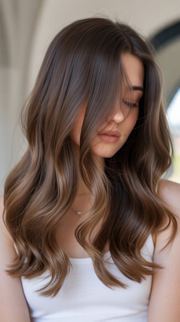 18. Chocolate Balayage for Fine Hair
