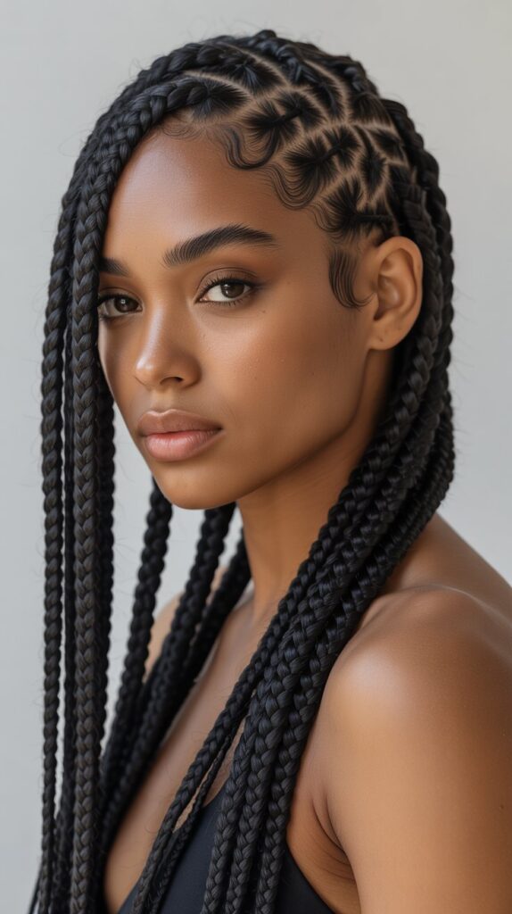 Top 27+ Stunning Side Part Knotless Braids to Try Right Now 4 4. Jumbo Side Part Knotless Braids