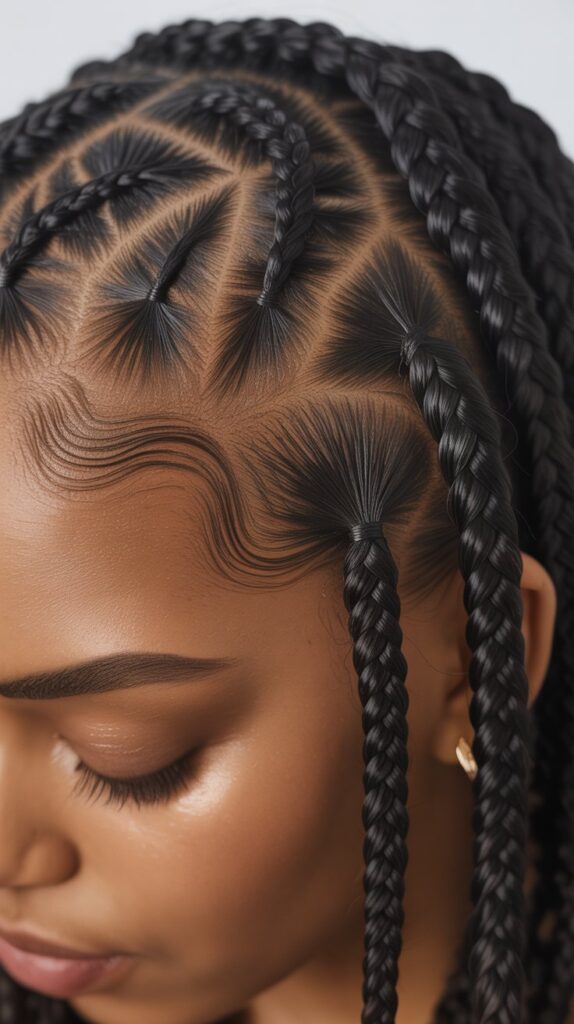 Top 27+ Stunning Side Part Knotless Braids to Try Right Now 28 28. Side Part Knotless Braids with Feeding Technique