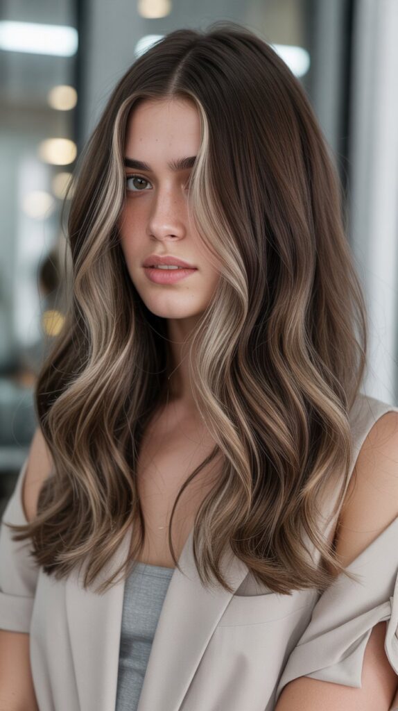 26. Cool-Toned Chocolate Balayage