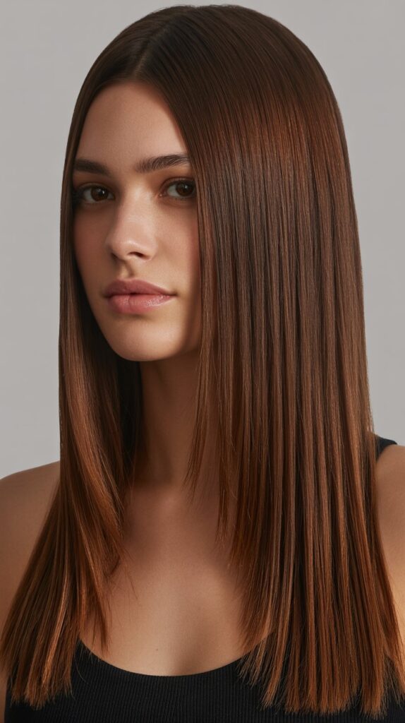 30. Chocolate Balayage on Straight Hair