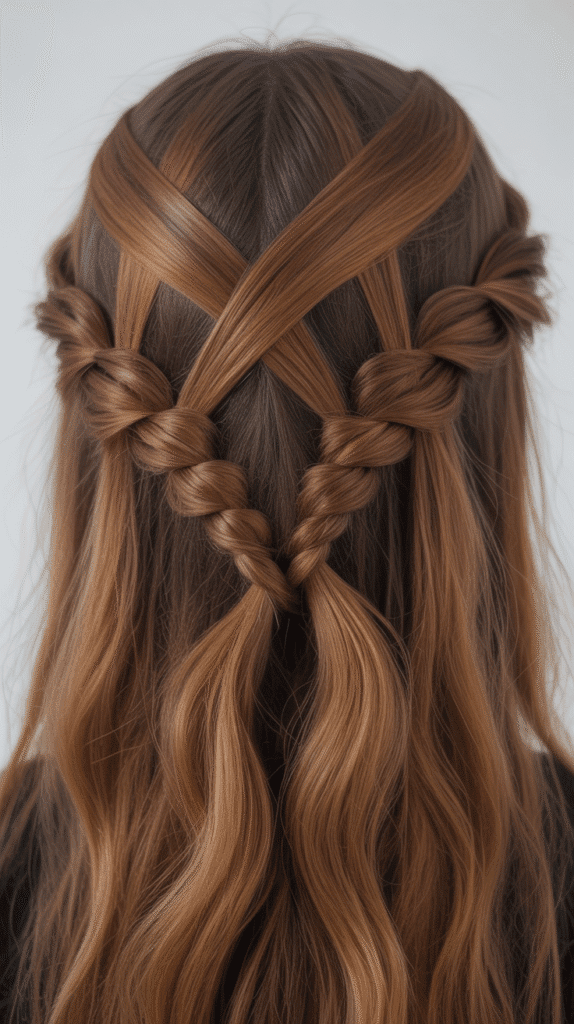 30 Trendy Half-Up Half-Down Hairstyles for HoCo 2025 19 Crisscross Half-Up