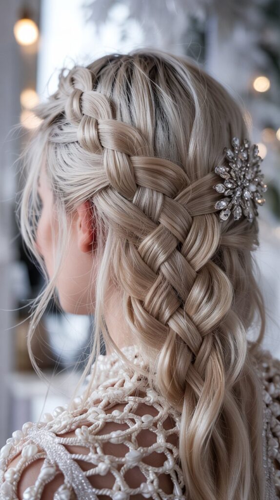 . Lattice Braid with Pearl Platinum