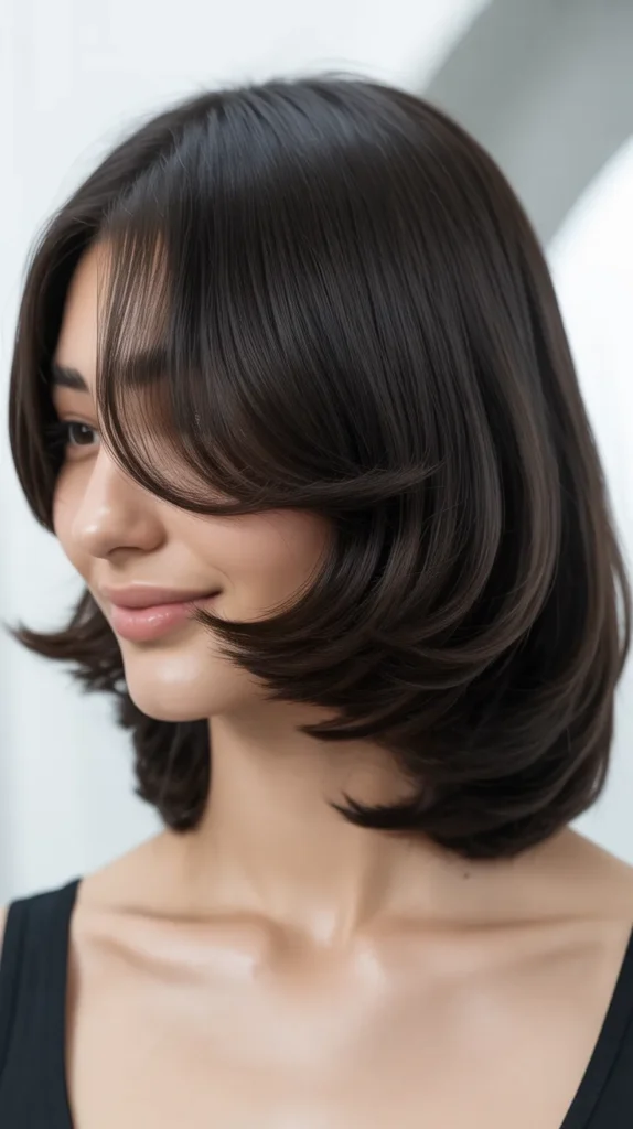 Graduated Long Bob with Curtain Bangs