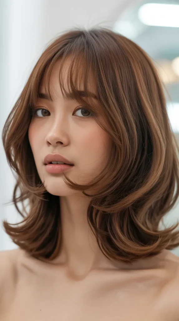 Long Bob with Curtain Bangs and Beach Waves