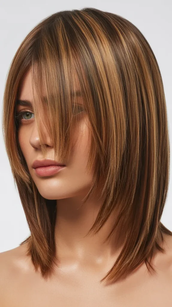 Long Bob with Piecey Textured Fringe and Balayage