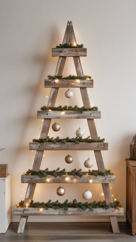 Best 30 Beautiful Wooden Christmas Trees to Try This Year 5 Ladder-Style Wooden Christmas Tree