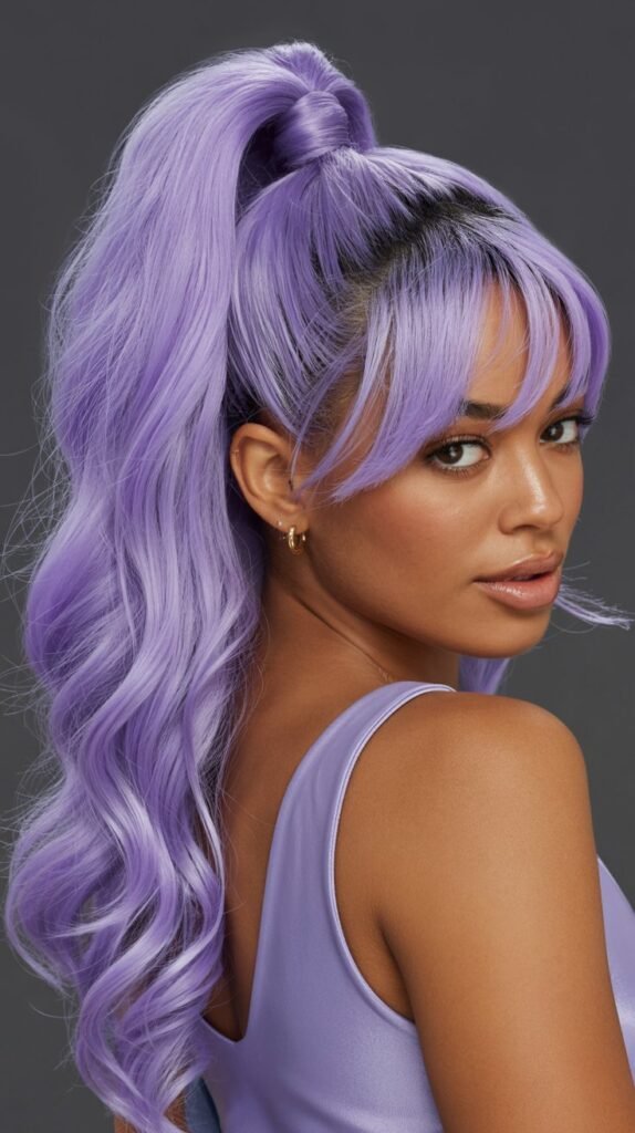 Lavender Purple Sleek High Ponytail