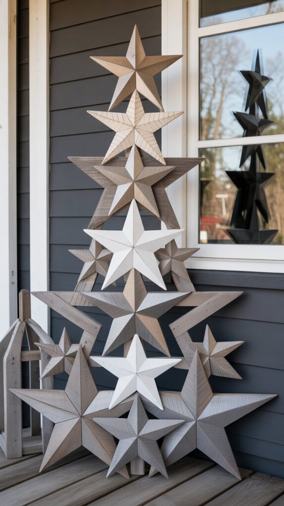 36 Wooden Christmas Trees for Your Front Porch Décor 27 Barnwood Star Christmas Trees