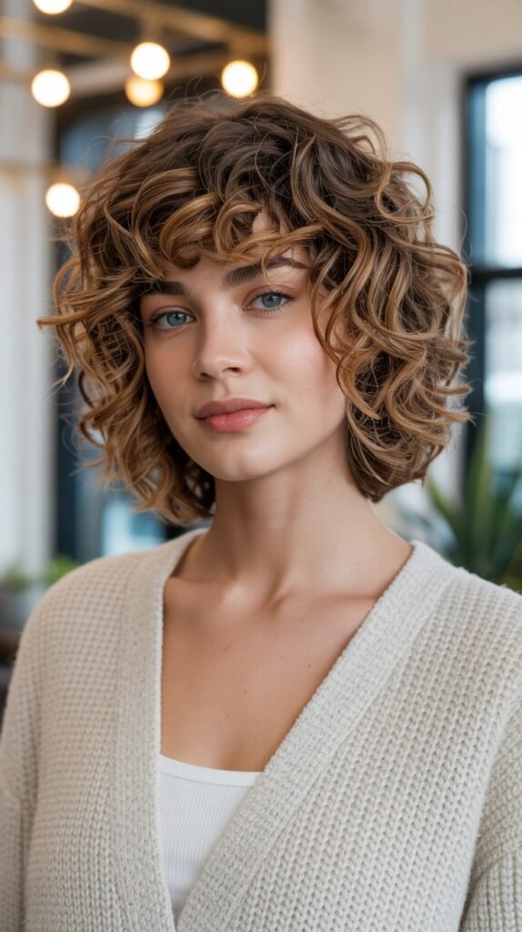 Layered Curly A-Line Bob