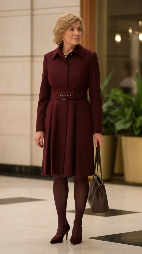 30 Fabulous Winter Outfits for Women Over 50 That Radiate Confidence 17 Wool Coat Dress Refinement