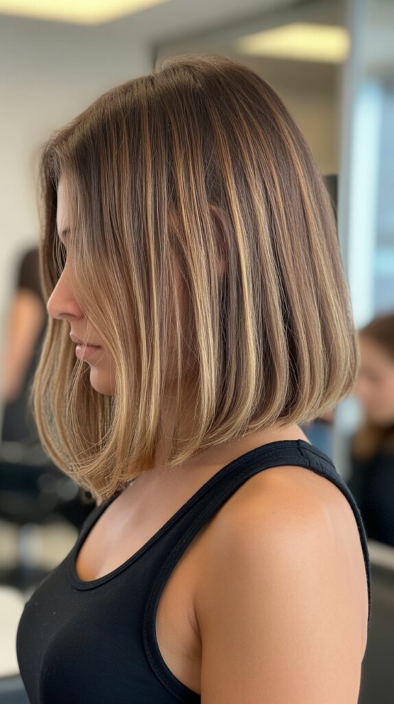 Top 30+ Expert Approved Hairstyles for Thin Hair and Round Faces 16 Long Bob with Balayage