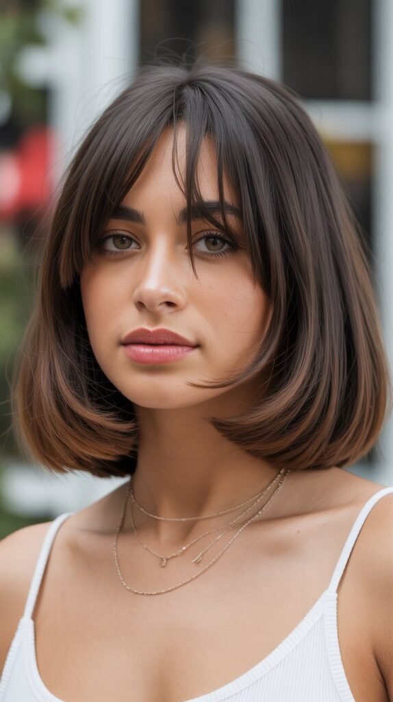 Long Bob with Micro Curtain Bangs