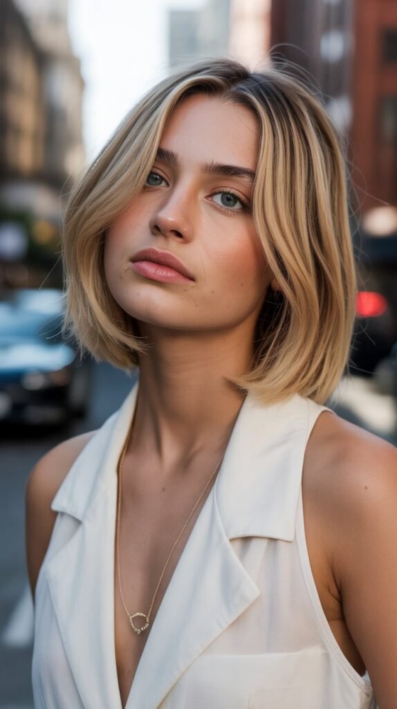 Long Bob with Side-Swept Bangs