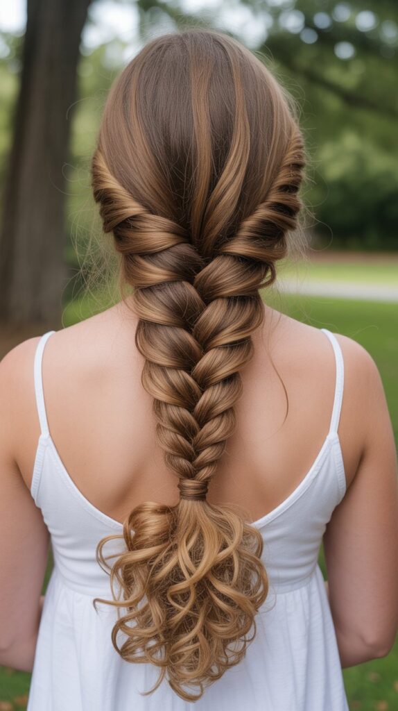 Fishtail Braid with Curly Ends