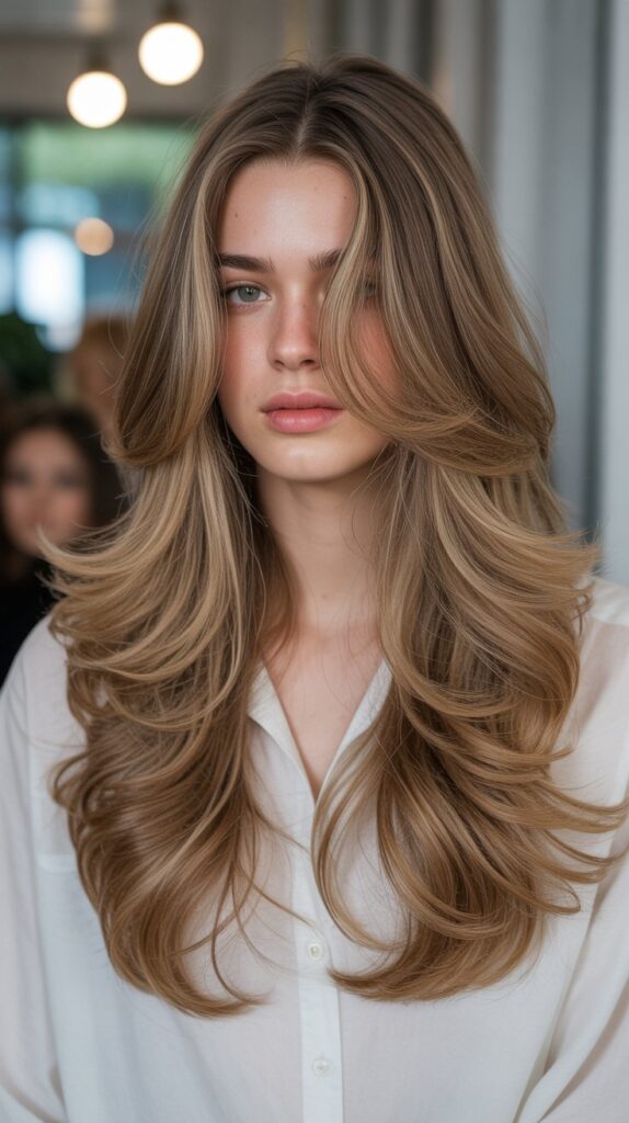 Long Hair with Waterfall Layers