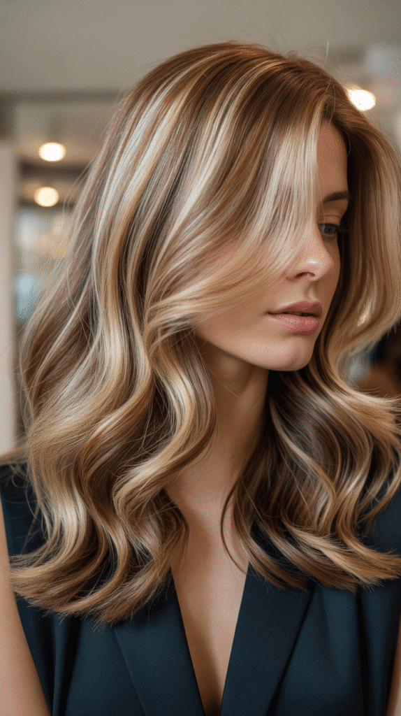  Golden Blonde Highlights with Walnut Lowlights