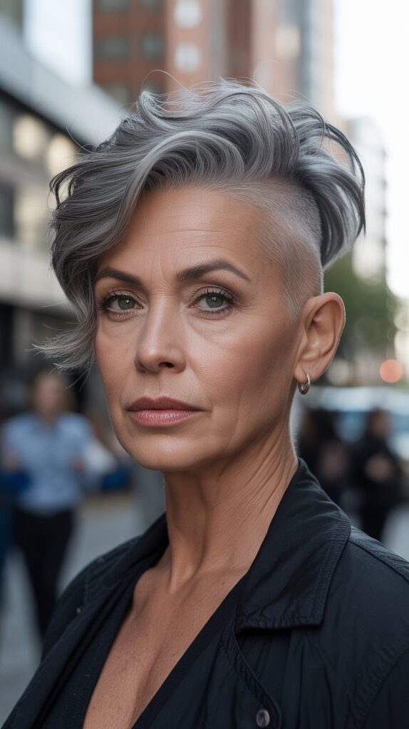 Top 32+ Short Hairstyles for Round Face Thin Hair Over 50 11 Undercut Pixie with Volume on Top