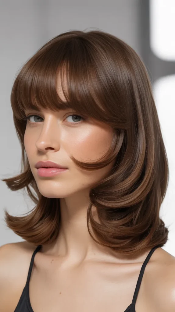 Long Bob with Curtain Bangs and Side Part