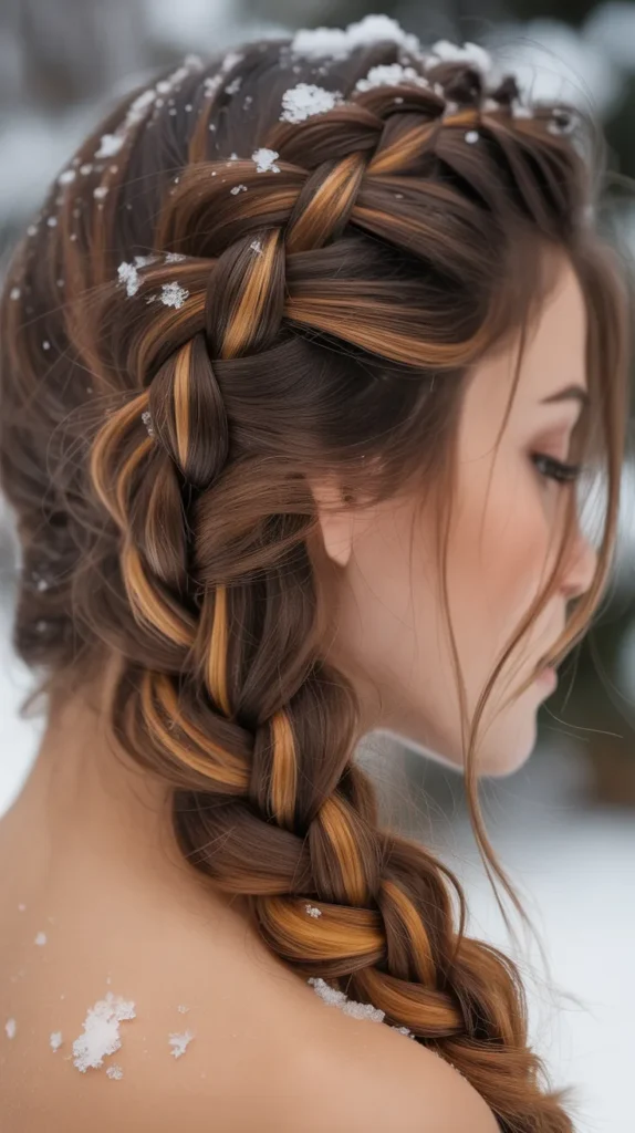 Caramel Highlights on French Braids