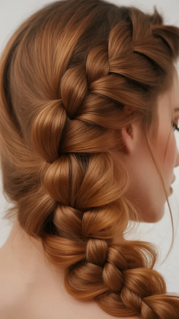  Stacked Braids with Warm Honey Brown