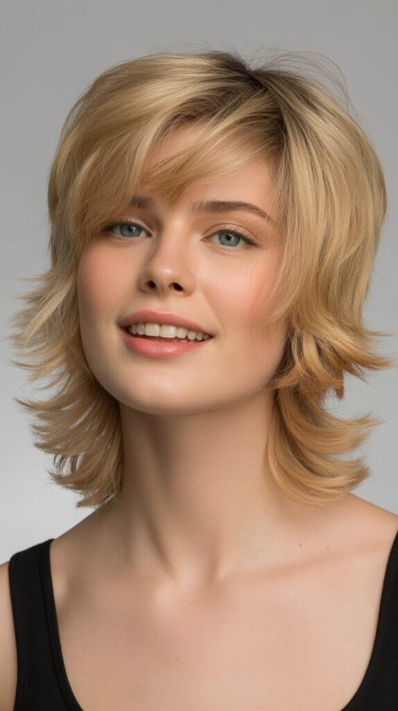 Top 30+ Expert Approved Hairstyles for Thin Hair and Round Faces 9 Feathered Haircut with Flipped Ends