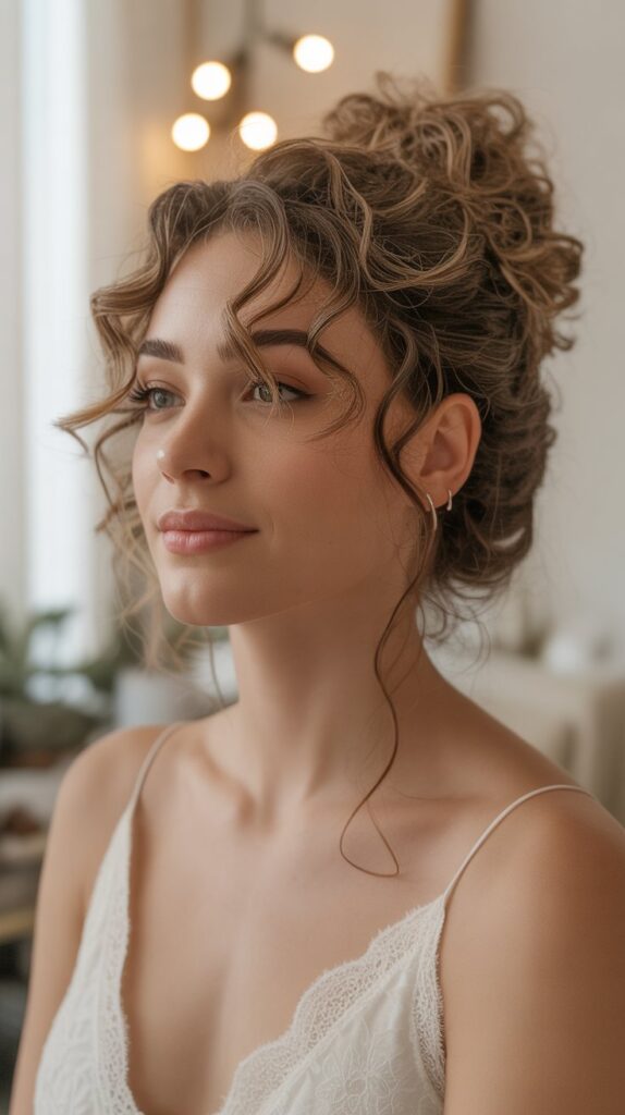 Messy Bun with Face-Framing Curls