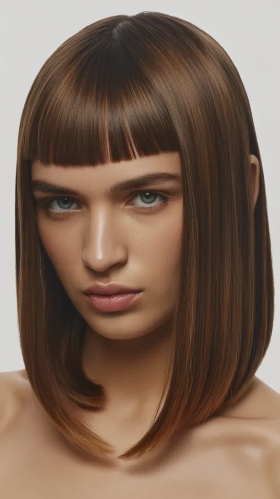Sleek Long Bob with Micro Bangs