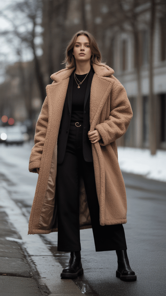 Teddy Coat with All-Black Everything