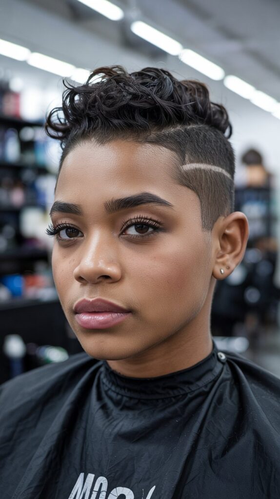 33 Flattering Low Cut Styles for Black Women with Round Faces 28 Textured Fade with Defined Part