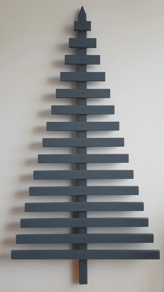 Top 33+ DIY Wooden Christmas Trees Anyone Can Make 28 Modern Linear Wood Slat Tree