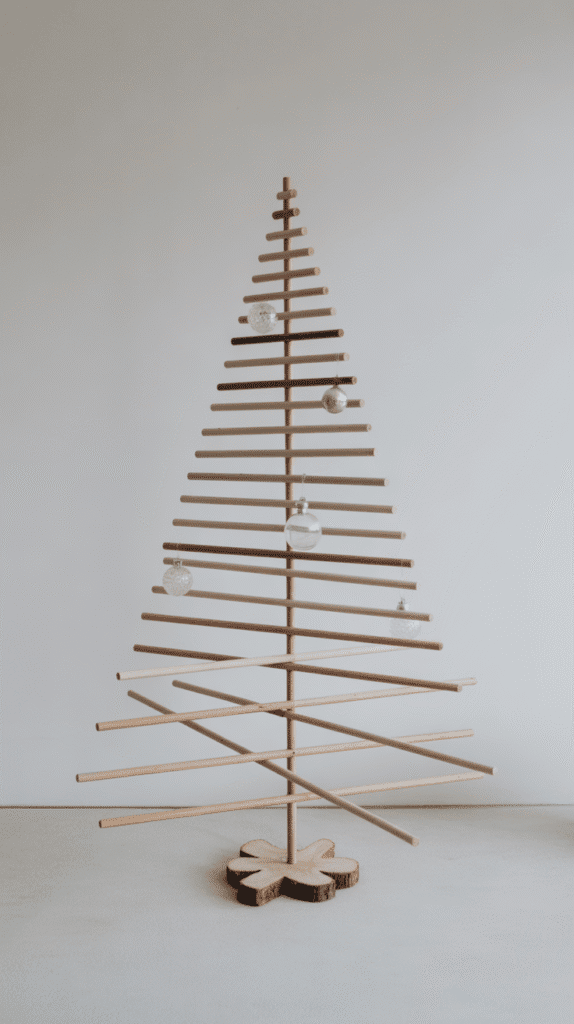Top 33+ DIY Wooden Christmas Trees Anyone Can Make 2 Modern Geometric Dowel Christmas Tree