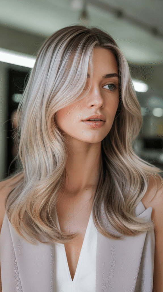 Pearly Blonde Highlights with Taupe Lowlights