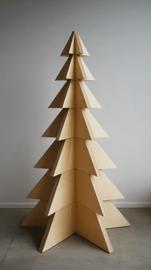 Top 33+ DIY Wooden Christmas Trees Anyone Can Make 16 Modern Plywood Triangle Christmas Tree