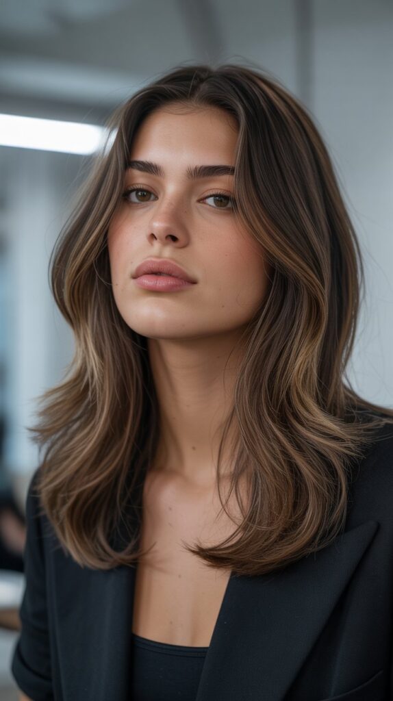 36 Gorgeous Lowlights for Medium Length Brown Hair on Brunettes 15 Cool-Toned Brunette Depth