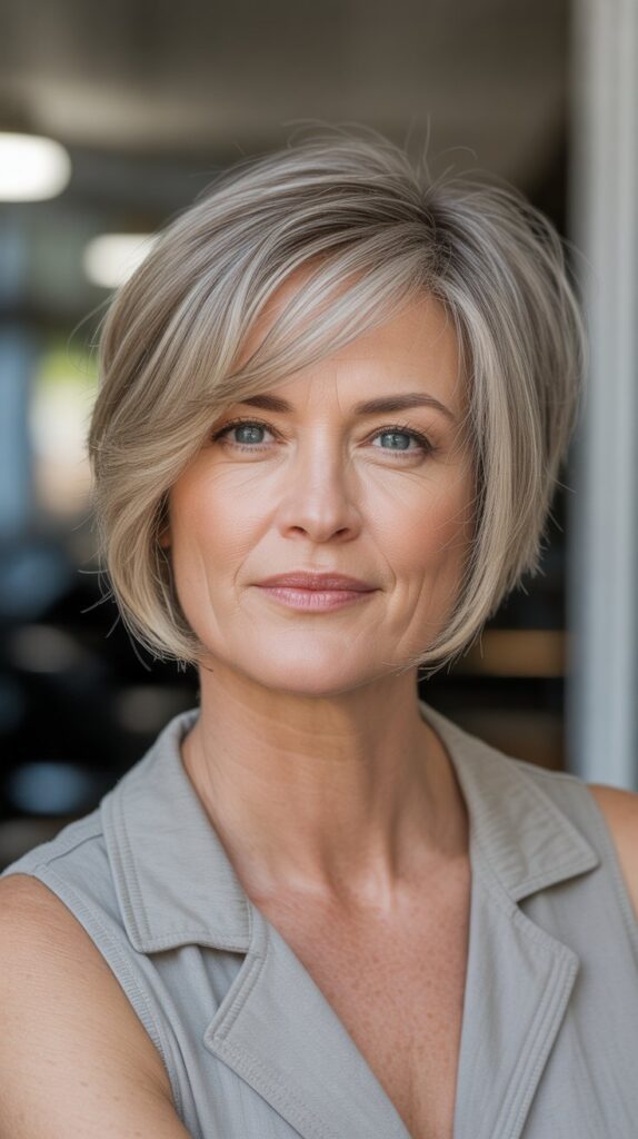 Top 30+ Medium Length Hairstyles for Thin Fine Hair Over 50 21 Angled Lob with Razored Ends